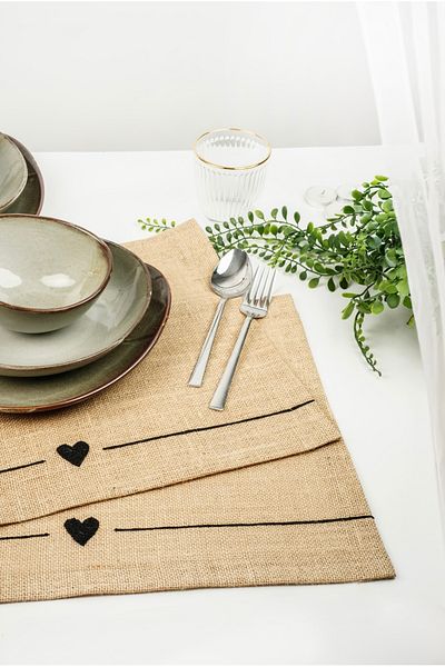 LALEZEN HOME American Service Heart Κεντημένο 2 Τεμάχια Πιάτο Μαξιλάρι 45x35 Μέγεθος