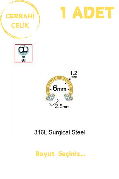Blisse Piercing Unisex Surgical Steel Zircon Stone 2.5mm Septum Lip Tragus Helix Cartilage Ring Piercing