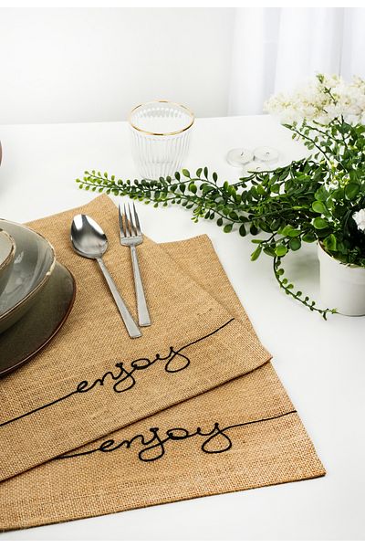 LALEZEN HOME 2 броя бродирани чинии за презентация на маса с размери 45x35 ENJOY бродирано дъно и услуга за проследяване на размери