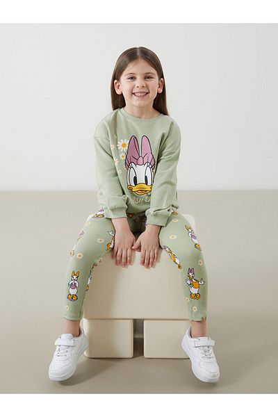 LC Waikiki Daisy Duck Printed Girls' Sweatshirt and Leggings Set of 2