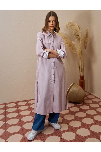 Kayra Red Striped Cotton Tunic