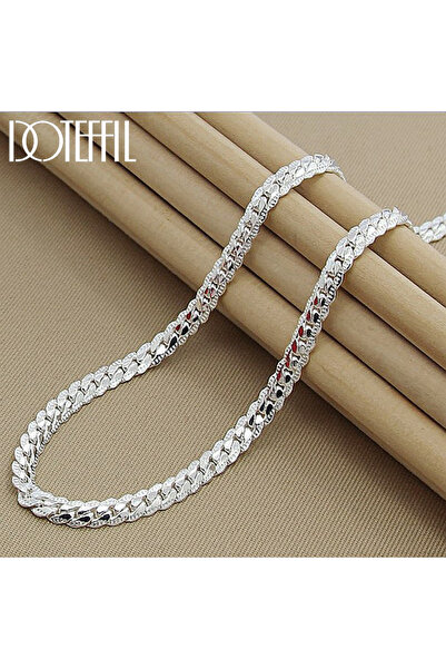 Choice 55cm DOTEFFIL 925 Sterling Silver 6mm Side Chain 16/18/20/22/24 Inch N...