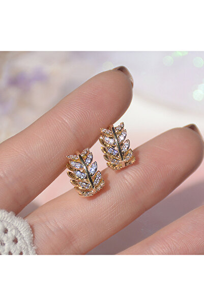 Choice E1425 خاتم أذن من Huitan على شكل أوراق شجر دقيقة مرصعة بأحجار الزركوني...