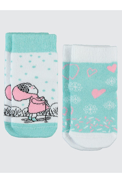 Civil Girls Set of 2 Turquoise Towel Socks for Girls 3-11 Years Old