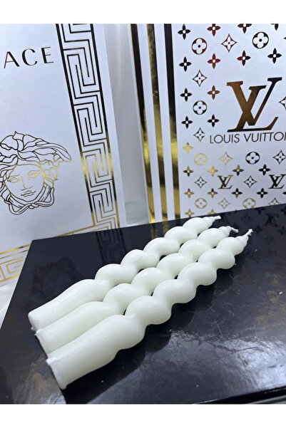 Genel Markalar 3 Adet Beyaz Burgu Dekoratif Spiral Şamdan Mum