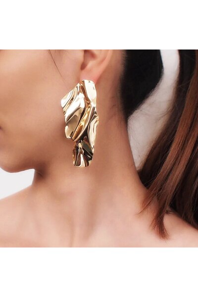 Choice Gold Color Punk Vintage Irregular Geometric Big Sequin Stud Earrings f...
