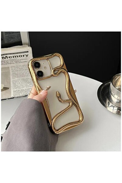 Zebana Apple iPhone 11 Uyumlu Kılıf Zebana 3D Snake Silikon Kılıf Gold