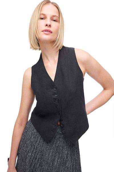 Perspective Black Holas Slim Fit V-Neck Vest