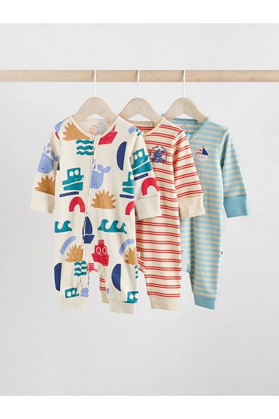 Next Baby 100% Organic Cotton Red/Blue Colored Character Patterned 3-Piece Sleeping Bag Set