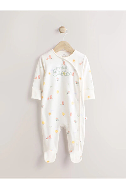 Next Baby %100 Organik Pamuklu Beyaz Paskalya Temalı Uyku Tulumu ALYE19694