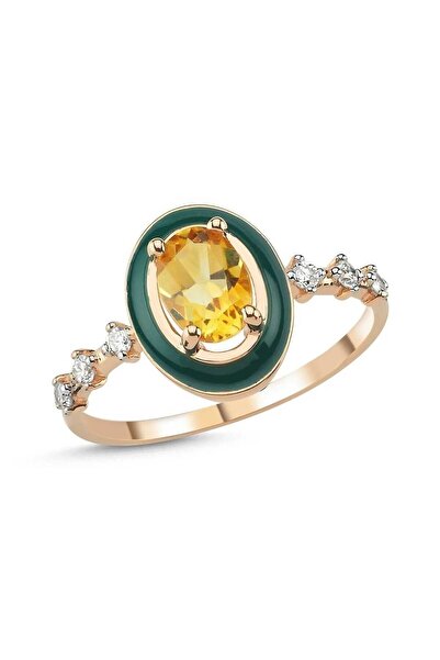 Natural Jewelleryy Kadın 925 Ayar Gümüş Sitrin Doğaltaşlı Yüzük