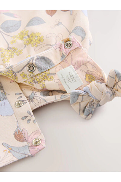 Next Baby 100% Organic Cotton Strappy Pink Colored Floral Patterned Single Romper Dress Alyaa8184