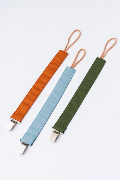 MyVera Tan - Indigo - Khaki Green Pacifier Strap Set - 3-Piece Pacifier Chain Set