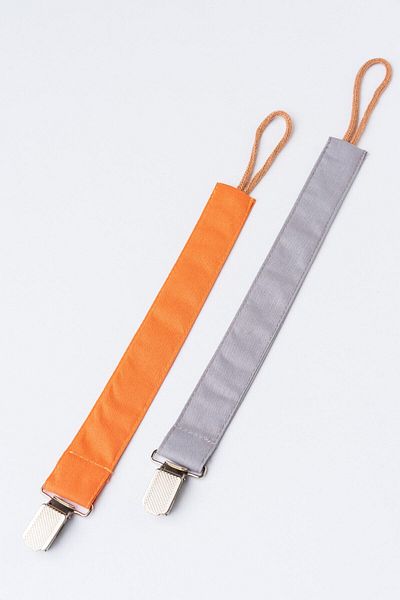 MyVera Cinnamon Gray Pacifier Strap Set - Set of 2 100% Cotton Pacifier Chains