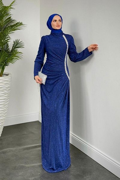 MERVEN AKYÜZ Rochie de seara cu strasuri laterale - Model Sax
