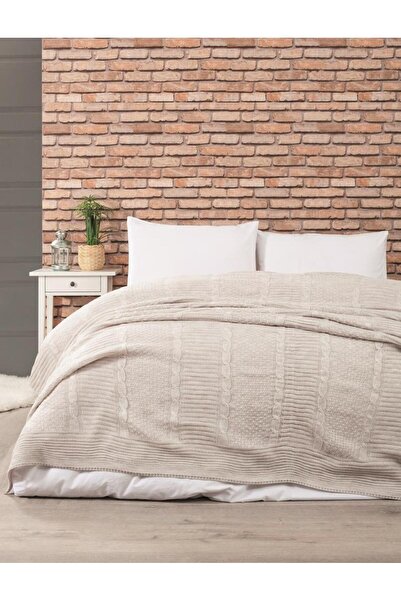 coton doux Erguvan Triko Yatak Örtüsü 220 X 240 (TAŞ)