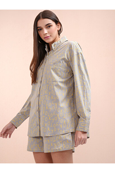 Tokyo Talkies By Styli All-Over Print Collared Shirt with Mid Rise Shorts Co-Ords