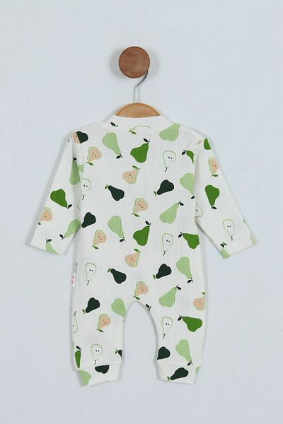 BEREKET BABY 100% Cotton Twill, Baby Pear Printed Booties Jumpsuit (0-9 Months)