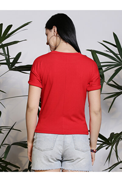 Sera By Styli Rib Round Neck Slim Fit Top