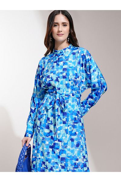 Tokyo Talkies By Styli All-Over Print Batwing Sleeve A-Line Midi Dress