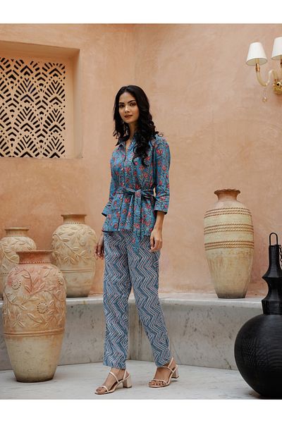 Sanskrutihomes By Styli Floral Printed Spread Collar Shirt with Trousers Co-Ords