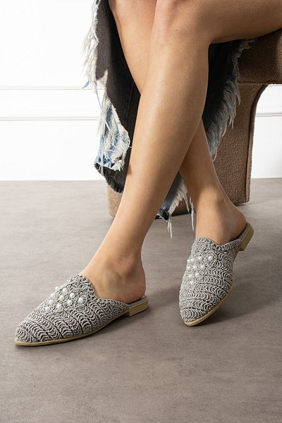 SWORD Women's Lace Pearl Embroidered Indoor Slippers Outdoor Slippers