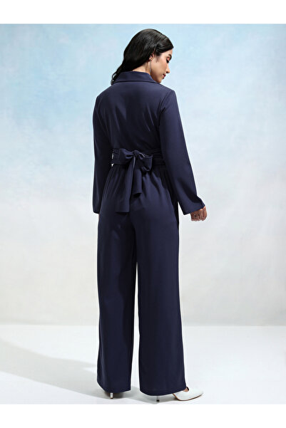 Tokyo Talkies By Styli Solid Wrap Notch Label Crop Top with Wide Leg Trousers Co-Ords