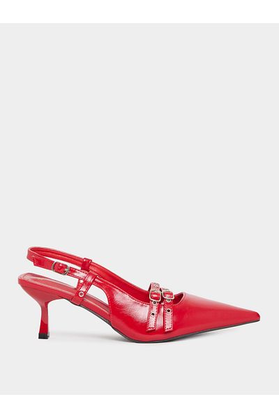 Styli Buckle Detail Slingback Pointed Toe Pumps