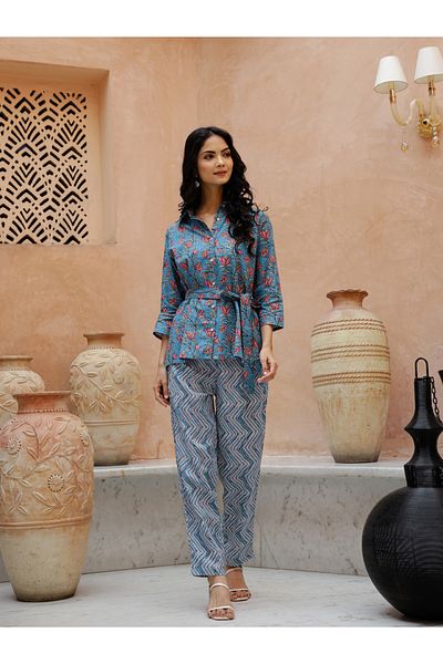 Sanskrutihomes By Styli Floral Printed Spread Collar Shirt with Trousers Co-Ords