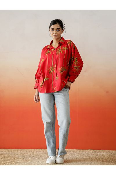 Sanskrutihomes By Styli Printed Regular Fit Collared Shirt