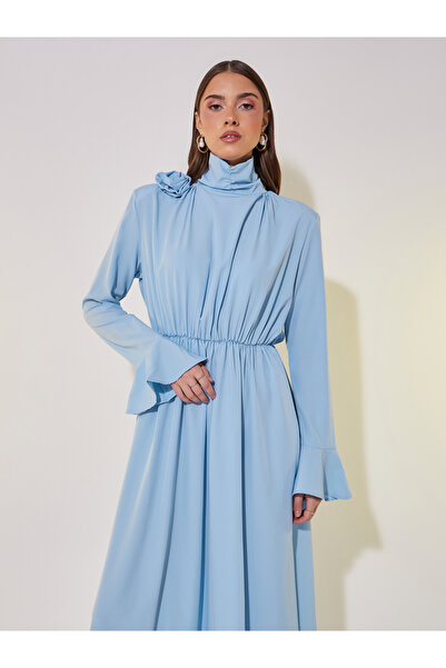 Take Two By Styli Flower Corsage Design Ruched Waist Detail Maxi Dress