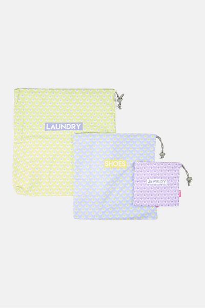 Miamica 3 Pieces Travel Packing Organizer Bag Set, Purple