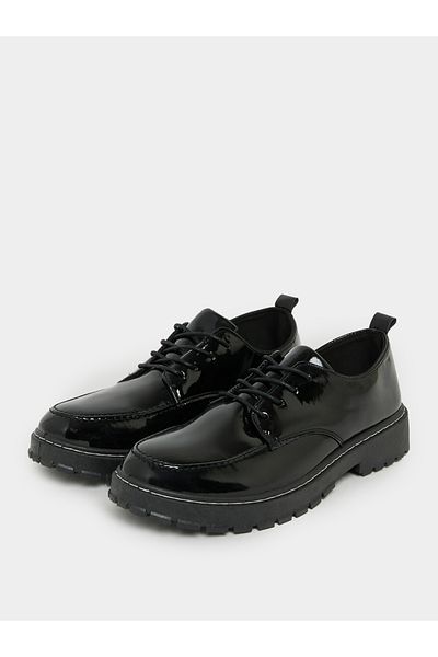 Styli Faux Leather Look Lace Up Shoes