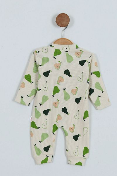 BEREKET BABY 100% Cotton Twill, Baby Pear Printed Booties Jumpsuit (0-9 Months)