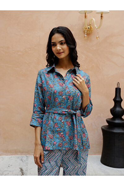 Sanskrutihomes By Styli Floral Printed Spread Collar Shirt with Trousers Co-Ords