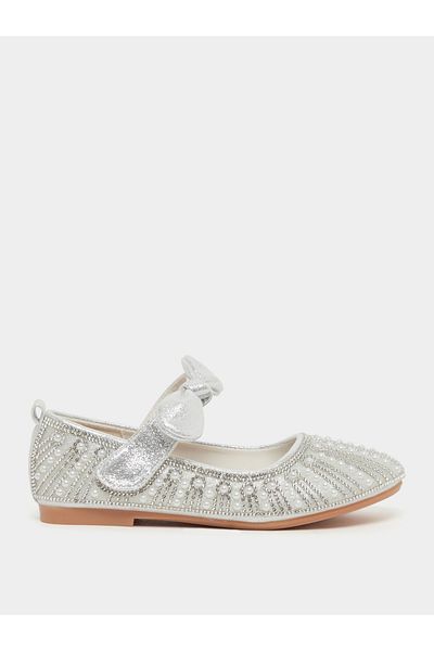 Styli Embellished Ballerinas with Hook and Loop Closure