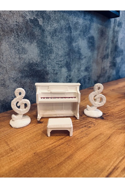 Pera Müzik Hediyelik Beyaz dekoratif piyano