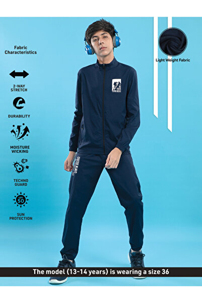 Technosport By Styli Graphic Print High Neck Jacket with Zipper Detail