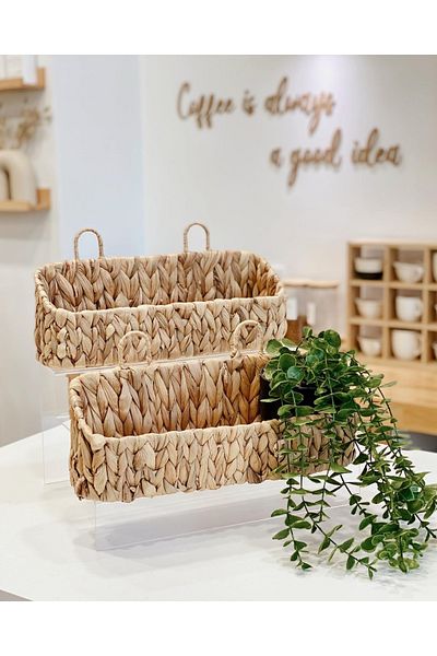 Mirilliahome Organizator de bucătărie cu umeraș multifuncțional din răchită