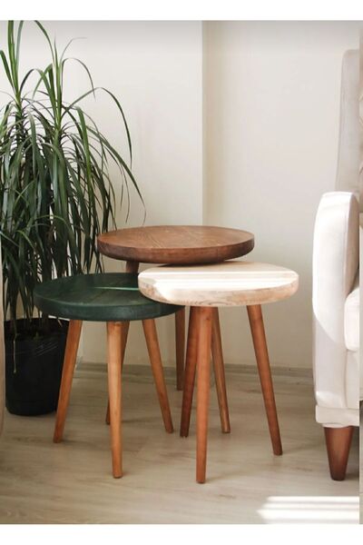 Picco Wood Doğal Ahşap Masif Kütük Tekli Zigon Sehpa Servis Sehpası Yan Sehpa(KÜÇÜK BOY TEKLİDİR)