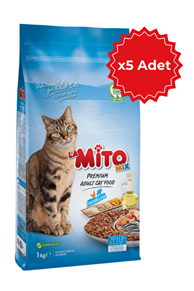 LaMitoMix Adult Cat Tavuklu ve Balıklı Renkli Taneli Yetişkin Kedi Maması 1Kg...