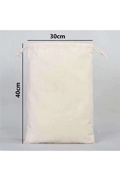 Fulia Elegance 2 Adet Büyük Boy Büzgülü Bez Torba | %100 Pamuk Bez Kese| Bakliyat Torbası | Erzak Çantası | 30x40cm