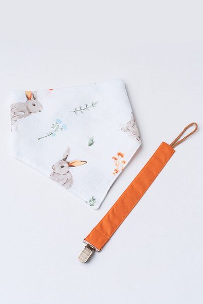 MyVera Double Layer Baby Drool and Scarf Set of 2 with Pacifier Strap and Muslin Fabric