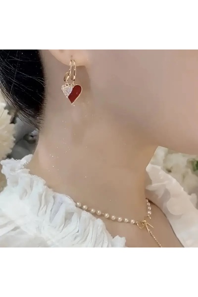 Mumicemum Glamour Çift Kalp Sallantılı Küpeler