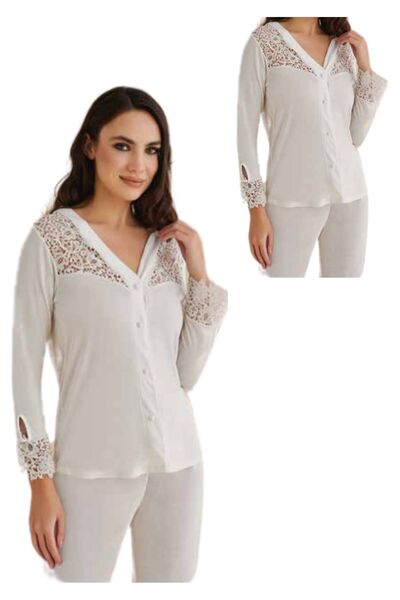 White Velvet Kadın Kutulu 6 Parça Pamuklu Pijama Sabahlık Gecelik Seti W.V.aE.0.0Af.T