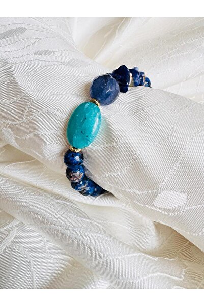 DEVİ fashion Natural Stone Crystal Blue Bracelet 17 cm