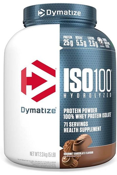Dymatize ISO 100 Hydrolyzed whey protein isolate, Gourmet Chocolate, 5 LB