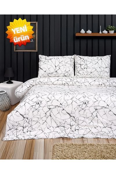 Sares Home White Marble Pattern Single Duvet Cover Set
