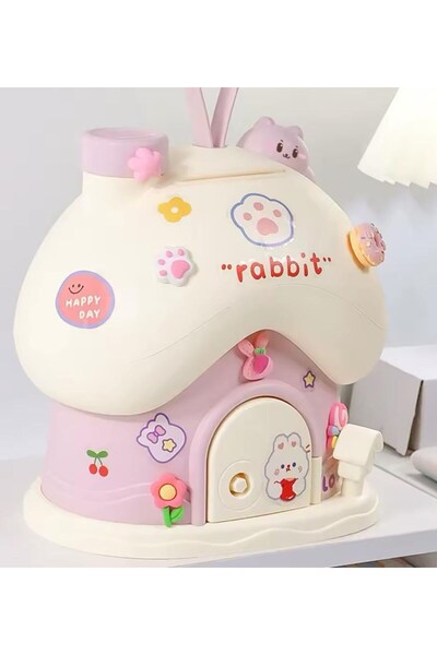 HEDİYEBİZİZ Mantar Ev Kumbara - Pembe