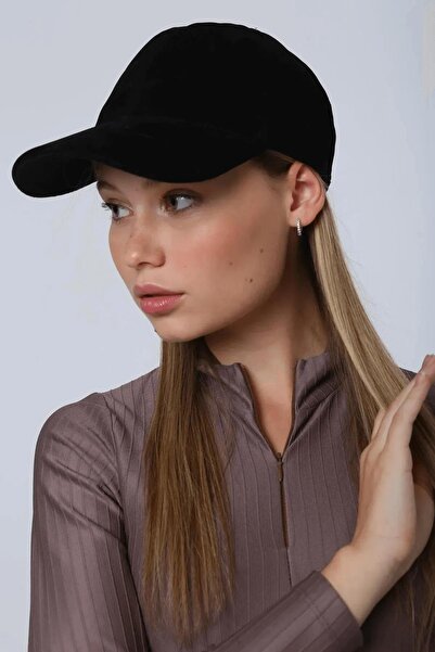 Laviera قبعة نسائية من جلد الغزال الأسود